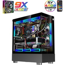 Next Gaming Orion Elite XL 9x ARGB Fan Kumanda ve Kontrolcü ATX Boş Bilgisayar Kasası Siyah