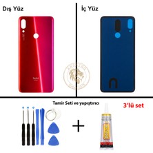 Arsking Xiaomi Redmi Note 7 Nebula Kırmızısı Arka Pil Kapağı Batarya Kapağı + Yapıştırıcı ve Vida Seti