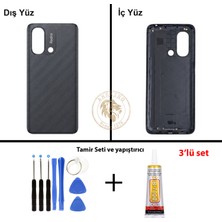 Arsking Xiaomi Redmi 12C Grafit Grisi Arka Pil Kapağı Batarya Kapağı Lazer Kesim + Yapıştırıcı ve Vida Seti