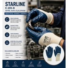 Starline E-205-B Nitril Kaplı Iş Eldiveni 10/xl – Yağ ve Aşınmaya Dayanıklı, Kaymaz Kavrama, Profesyonel Koruyucu Eldiven (12 Çift)