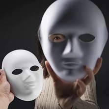 Renas Store Beyaz Renk Boyanabilir Anonim Tam Yüz Cosplay Maske 24X18 cm