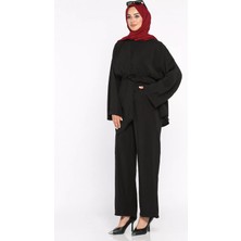 Julude Bel Lastikli Çimalı Pantolon Bağlama Detaylı Tunik Tesettür Ikili Takım P-00022704