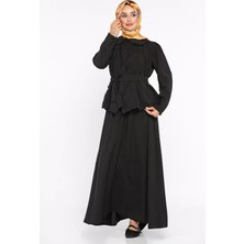 Julude Bel Lastikli Etek Bebe Yaka Kuşak Detaylı Gömlek Tesettür Ikili Takım P-00022690
