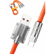Astraltech 120W Silikon Metal Uçlu LED Işıklı 3 In1 Şarj Kablosu 1.2m