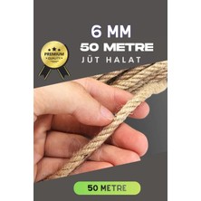 Renas Store 6 mm 50 Metre Jüt Halat Dekoratif Hasır Ip Urgan Süs