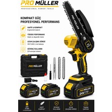 Pro Müller Alman Profesyonel Metal Dişli Çift Akülü Ağaç Odun Dal Kesme Şarjlı Budama Testeresi