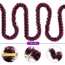 Renas Store Üreticiniz Mor Turuncu Renk 4 cm Genişlik Garland Çift Renk Sim Süs 180 cm