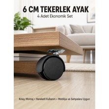 Valor Halı ve Beton Uyumlu Kilitsiz Mobilya Tekerleği 4’lü