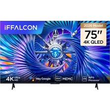 iFFALCON 75U65A Pro 75 İnç Akıllı TV 4K QLED Renkli Quantum Crystal HDR 10+ Gaming Google TV, Dolby Vision Atmos, DTS Virtual X, MEMC, Game Master (2026 Modeli)