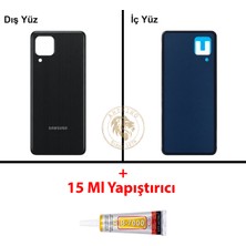 Arsking Samsung M32 Siyah Arka Pil Kapağı Batarya Kapağı Lazer Kesim + B-7000 Yapıştırıcı