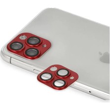 Renas Store Apple iPhone 11 Pro Max Pers Alüminyum Kamera Lens - Kırmızı