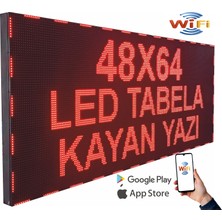 Ledeksis 48X64CM Tek Taraflı LED Tabela Kayan Yazı Wifi (Telefondan Yazı Değiştirme)Kırmızı