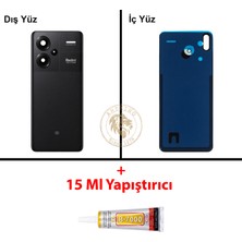 Arsking Xiaomi Redmi Note 13 Pro Plus 5g - Lensli Gece Siyahı Arka Pil Kapağı + B-7000 Yapıştırıcı
