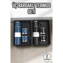 Renas Store Şık ve Dayanıklı 3 Bardaklı Termos Seti Uzun Süre Isı Koruma Özellikli