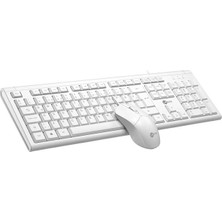 Renas Store Lenovo Lecoo CM101 USB Kablolu Türkçe Q Klavye - Mouse Set Beyaz