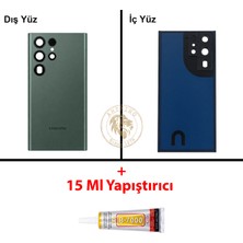 Arsking Samsung S22 Ultra Yeşil Arka Pil Kapağı Batarya Kapağı Lazer Kesim + B-7000 Yapıştırıcı