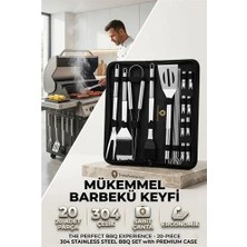 Renas Store Profesyonel Barbekü Seti 20 Parça Çantalı Paslanmaz Çelik Mangal Maşa Spatula Fırça Şiş 723132