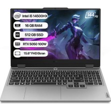 Lenovo LOQ Intel Core i5 14500HX 16GB 512GB SSD RTX5050 Freedos 15.6" Taşınabilir Bilgisayar 83JE0128TR