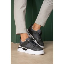 Zerenyus ZRC2617 - Premium Yüksek Kalite 5.5 cm Kalın Taban Erkek Sneaker Gri