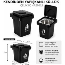 3b Trend Kendinden Yapışkanlı Duvar Tipi Küllük Çelik Iç Hazneli Balkon Mutfak Duvara Monte Küllük