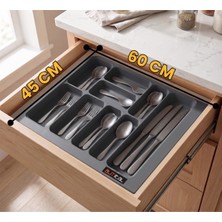 ALMITAL 60x45 Cm. 9 Gözlü Antrasit Çekmece Içi Kaşıklık 54*41 Cm'e Kadar Kesebilirsiniz