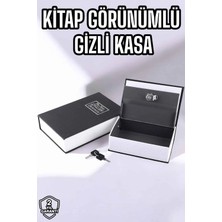 Renas Store Büyük Boy Anahtarlı Kitap Görünümlü Gizli Kasa Çelik Kasa Altın Kasası