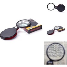 Renas Store 5x 60MM Cam Optik Lens Katlabilir Deri Kaplamalı Cep Büyüteç XX1051