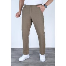 Myrab Denim Yazlık Rahat Kalıp Keten Pantolon Vizon