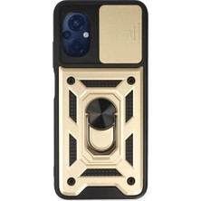 Renas Store Xiaomi Poco M5 Kılıf Pars Lens Yüzüklü Silikon - Gold