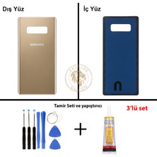 Arsking Samsung Note 8 Gold Arka Pil Kapağı Batarya Kapağı Lazer Kesim + Yapıştırıcı ve Vida Seti