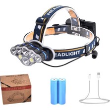 Renas Store PS-888 Güçlü USB Şarj Edilebilir Profesyonel 8 Modlu 6000 Lümen 8 LED Su Geçirmez Kafa Lambası