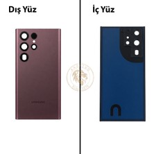 Arsking Samsung S22 Ultra Bordo Arka Pil Kapağı Batarya Kapağı Lazer Kesim Back Cover