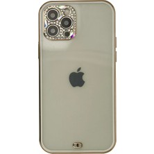 Renas Store Apple iPhone 12 Pro Max Kılıf Liva Taşlı Silikon - Beyaz