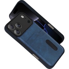 Kap Kaç iPhone 17 Pro Max Sara Kartvizitli Deri Kılıf - Lacivert
