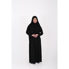 Tek Parça Namaz Elbisesi Boydan Giymeli Siyah Çantalı