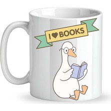 Kap Kaç I Love Books Yazılı Tasarım Kupa Model 206 Kitap Severlere Özel Seramik Kahve Kupası Hediye Seçeneği