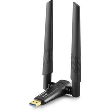 Renas Store USB Wıfı Adaptor 2.4ghz&5ghz AIC8832BU AX1800 Wifi6 1200MBPS Siyah UAX06