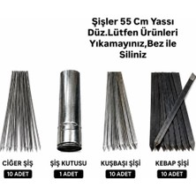 Yılmaz Nargile Mangal Seti -10 Adana Kebap Şiş Silme Demir , 10 Ciğer Şişi Yassı, 10 Kuşbaşı ,şiş Kutusu Hediyeli