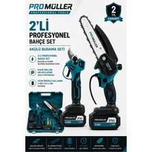 Pro Müller Alman Profesyonel 21 V Çift Akülü Çelik Şanzıman Dal Budama Makası & Dal Budama Testeresi 2 Li Set