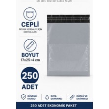 Melonika Gri Cepli Mini Boy Kargo Poşeti 17X25+4 cm 250 Adet Mlnk