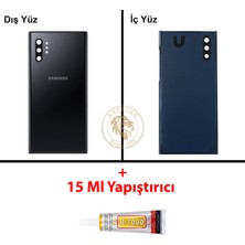 Arsking Samsung Note 10 Plus Siyah Arka Pil Kapağı Batarya Kapağı Lazer Kesim + B-7000 Yapıştırıcı