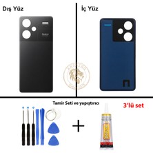 Arsking Xiaomi Redmi Note 13 Pro Plus 5g - Lenssiz Gece Siyahı Arka Pil Kapağı + Yapıştırıcı ve Vida Seti
