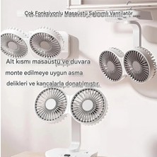 Renas Store Masaüstü Dijital Ekranlı Çift Fanlı LED Işıklı Soğutucu Fan Ev Ofis Şarjlı Vantilatör
