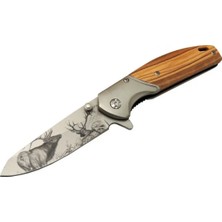 Renas Store Chongmıng CM98 Geyikli Ahşap Çakı 20 cm Manuel, Kemerlikli