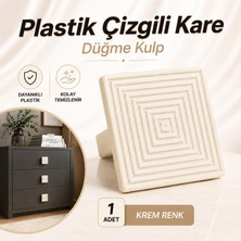 Nzb (1 Adet ) Plastik Çizgili Kare Düğme Kulp Krem Renk Dolap Çekmece Komodin Şifonyer Mutfak Mobilya Kulpu