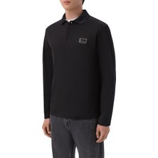 Paul & Shark Erkek Regular Fit Pamuklu Logo Etiketli Uzun Kollu Siyah Polo Yaka T-Shirt 16311728-11D