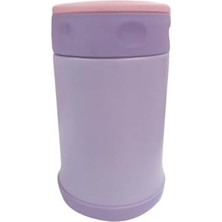 Bg Store Çelik Içli Termos 500 ml Çelik Kaşık Ile Mor-Pembe