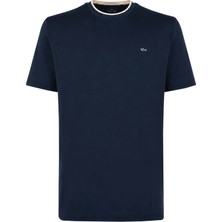 Paul & Shark Erkek Normal Kesim Logo Detaylı Yuvarlak Yakalı Pamuklu Kısa Kollu Lacivert T-Shirt 16311605-013