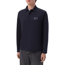 Paul & Shark Erkek Regular Fit Pamuklu Logo Etiketli Uzun Kollu Lacivert Polo Yaka T-Shirt 16311728-50D