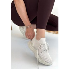 Shoegar Henta Bej Triko Bağcıklı Spor Ayakkabı